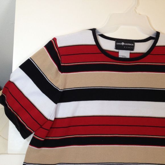 Sag Harbor Womans Knit Sweater Top Size 1X Great Striped Design - Picture 2 of 9